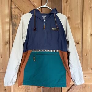 LL Bean Anorak Jacket Womens S Colorblock Hooded Half Zip Pullover Windbreaker